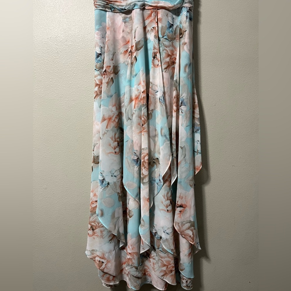 Calvin Klein Floral Maxi Long Flowy Beaded Neck Halter Party Wedding Dress Sz 12 - Picture 3 of 9